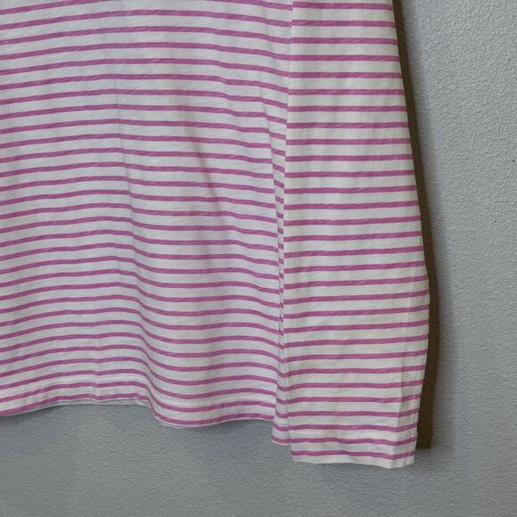 J. Crew Artist Tee Top Womens Size XL Pink Stripe Long Sleeve Round Neck Cotton - Picture 3 of 7